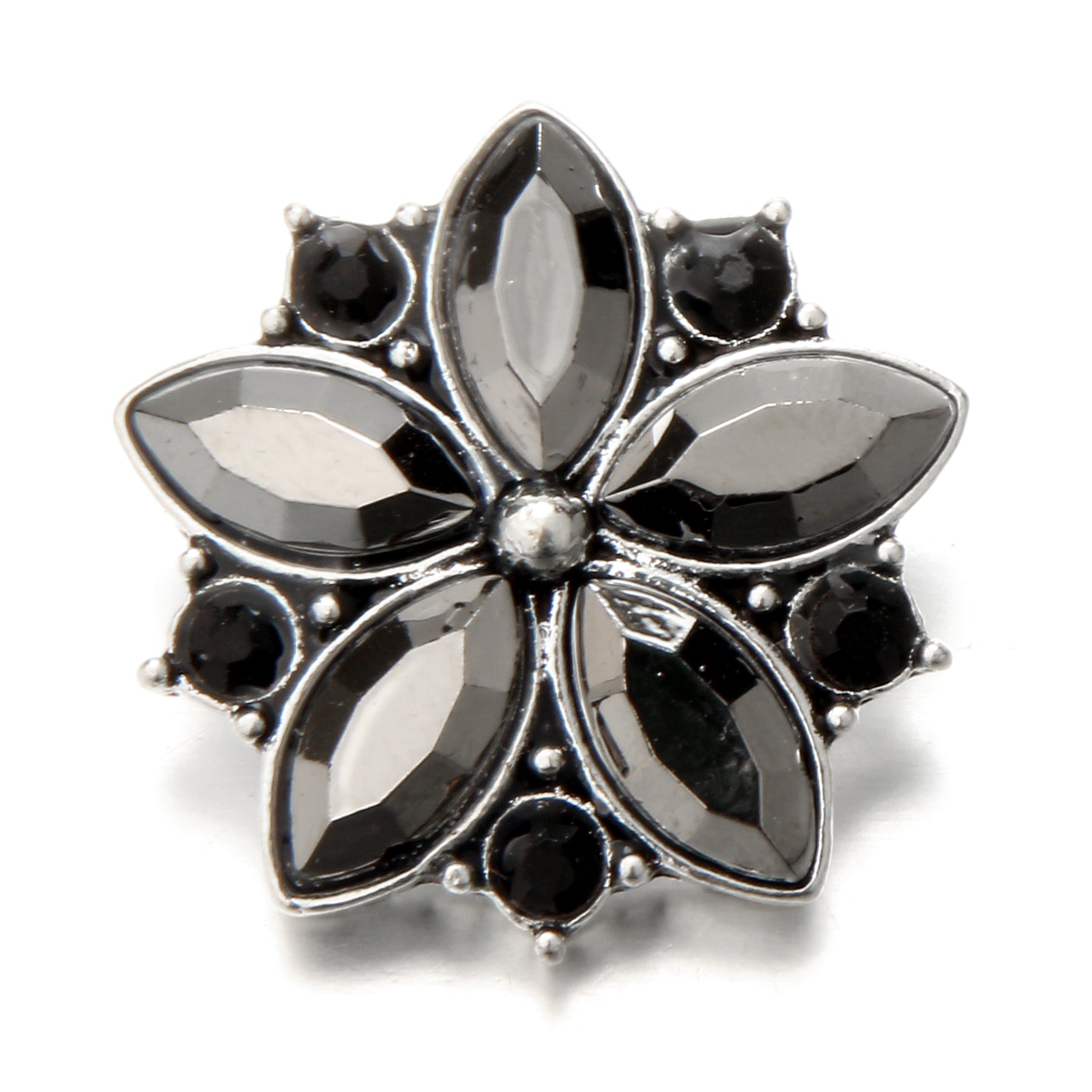Black Rhinestone Snap Button Charms for DIY Jewelry