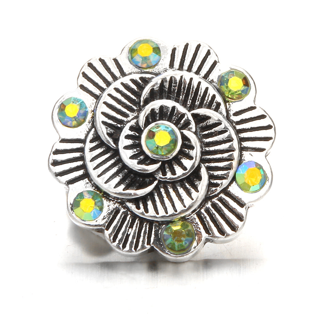 18mm Forest Green Rhinestone Snap  Charm | Interchangeable Jewelry Charm