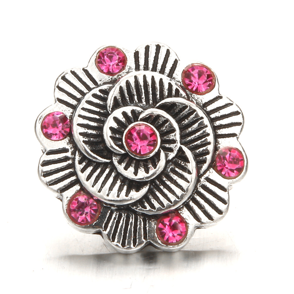 18mm Pink Rhinestone Snap Charm | Interchangeable Crystal Jewelry Charm