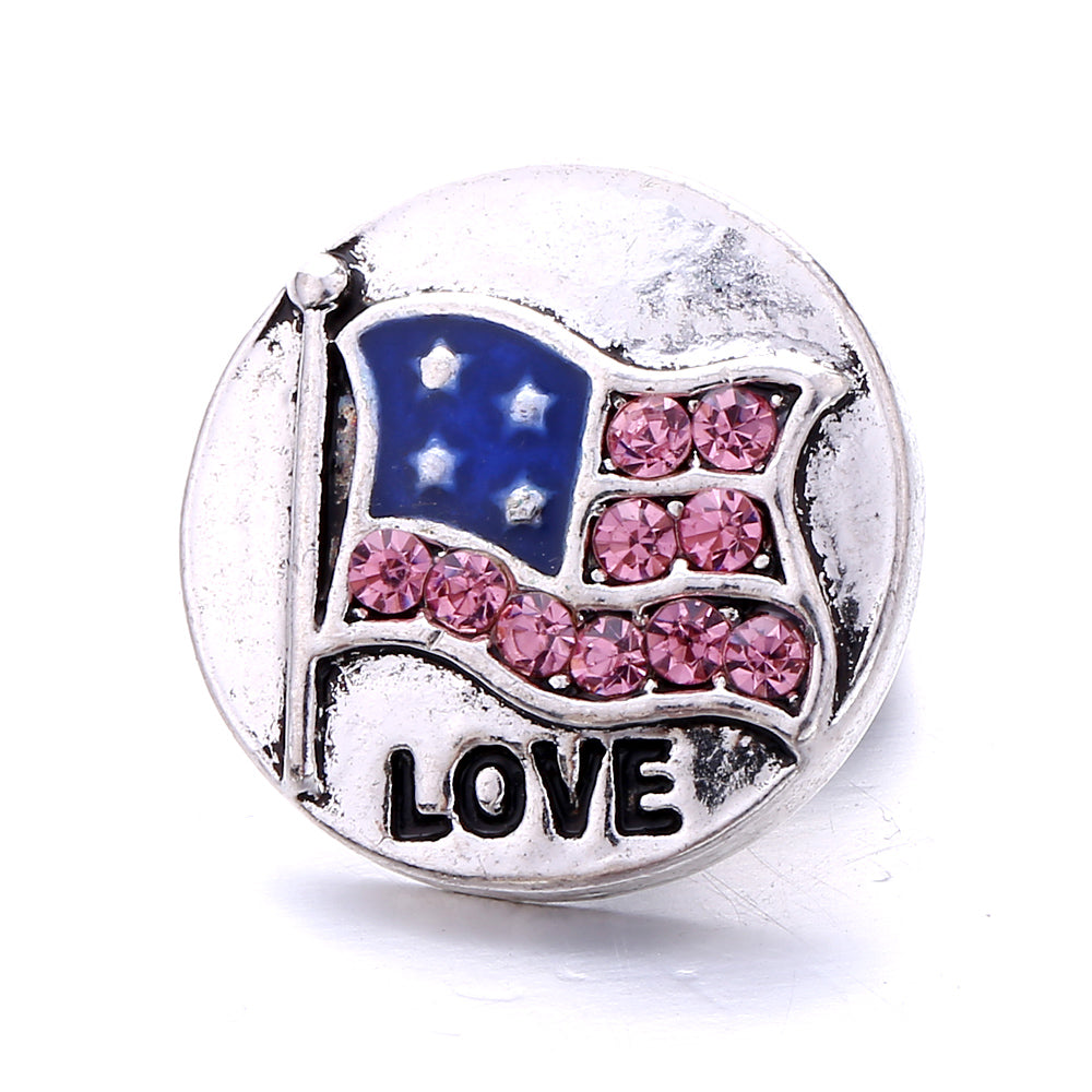 Pink Rhinestone 18mm Snap Charms | Sparkling Interchangeable Jewelry