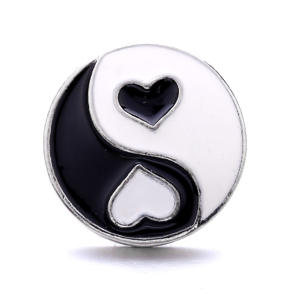 18mm Interchangeable Black & White Enamel Snap Charms for Snap Jewelry