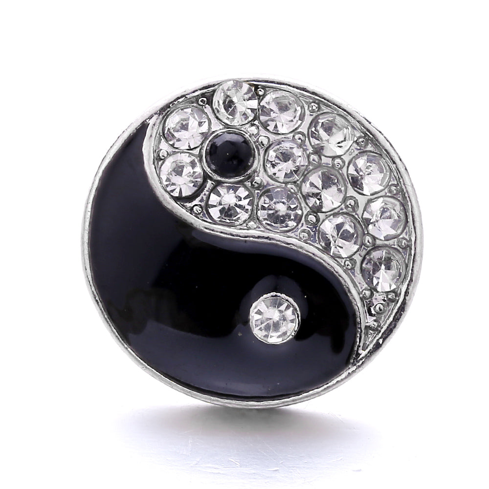 Black Rhinestone Snap Button Charms for DIY Jewelry