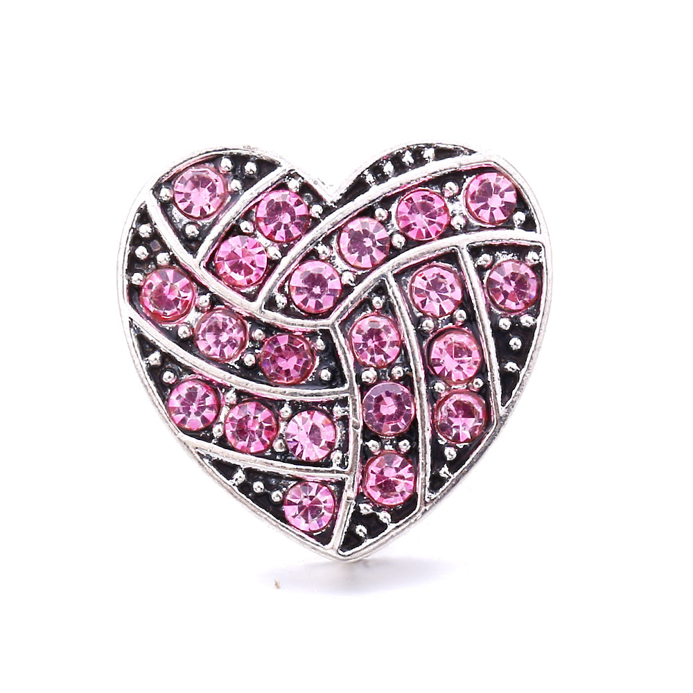 Pink Rhinestone 18mm Snap Charms | Sparkling Interchangeable Jewelry