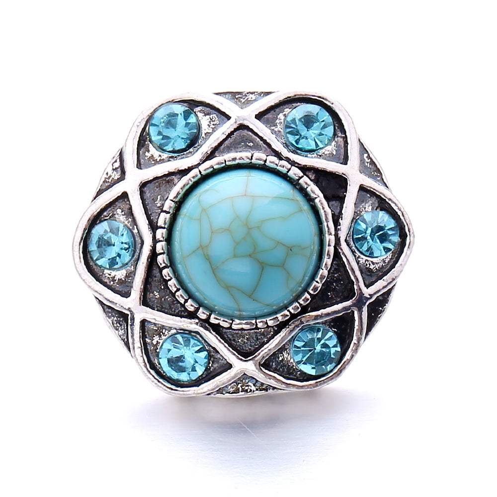 Turquoise Snap Button Charm 18mm Zinc Alloy Interchangeable Charms