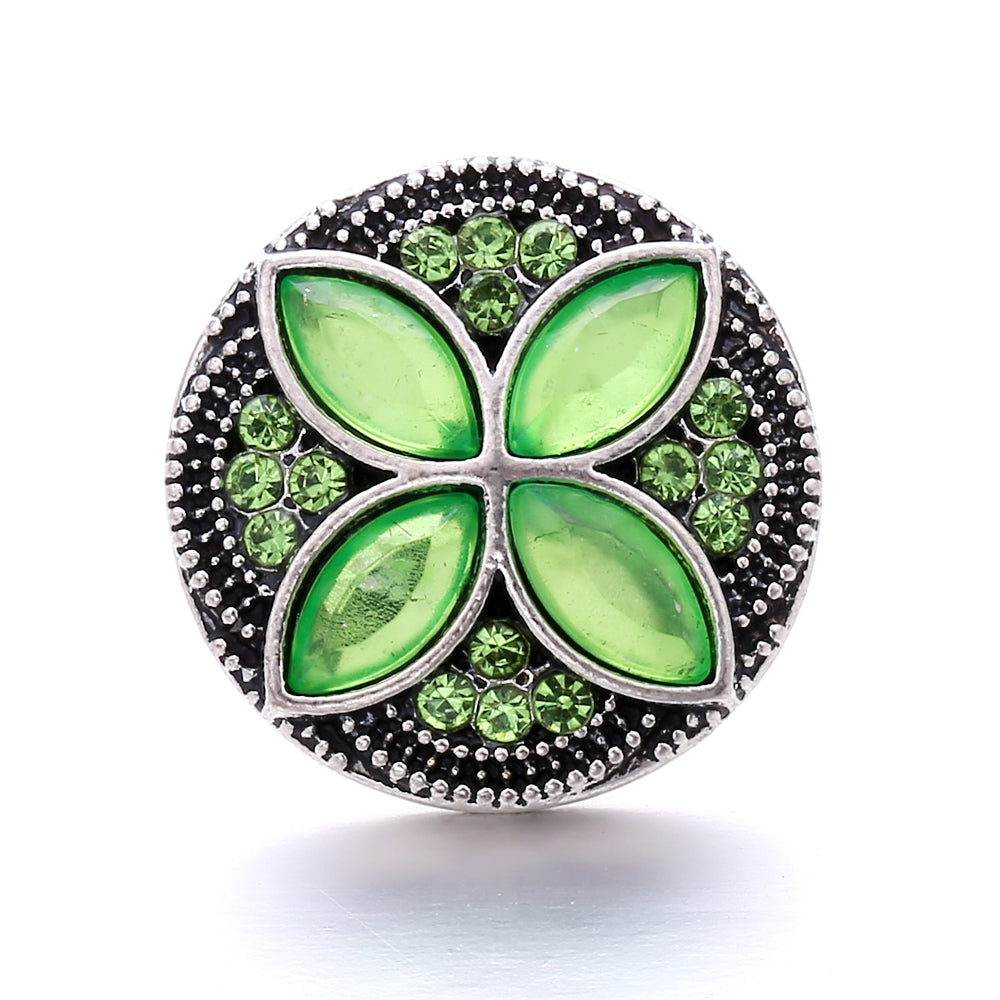 18mm Forest Green Rhinestone Snap  Charm | Interchangeable Jewelry Charm