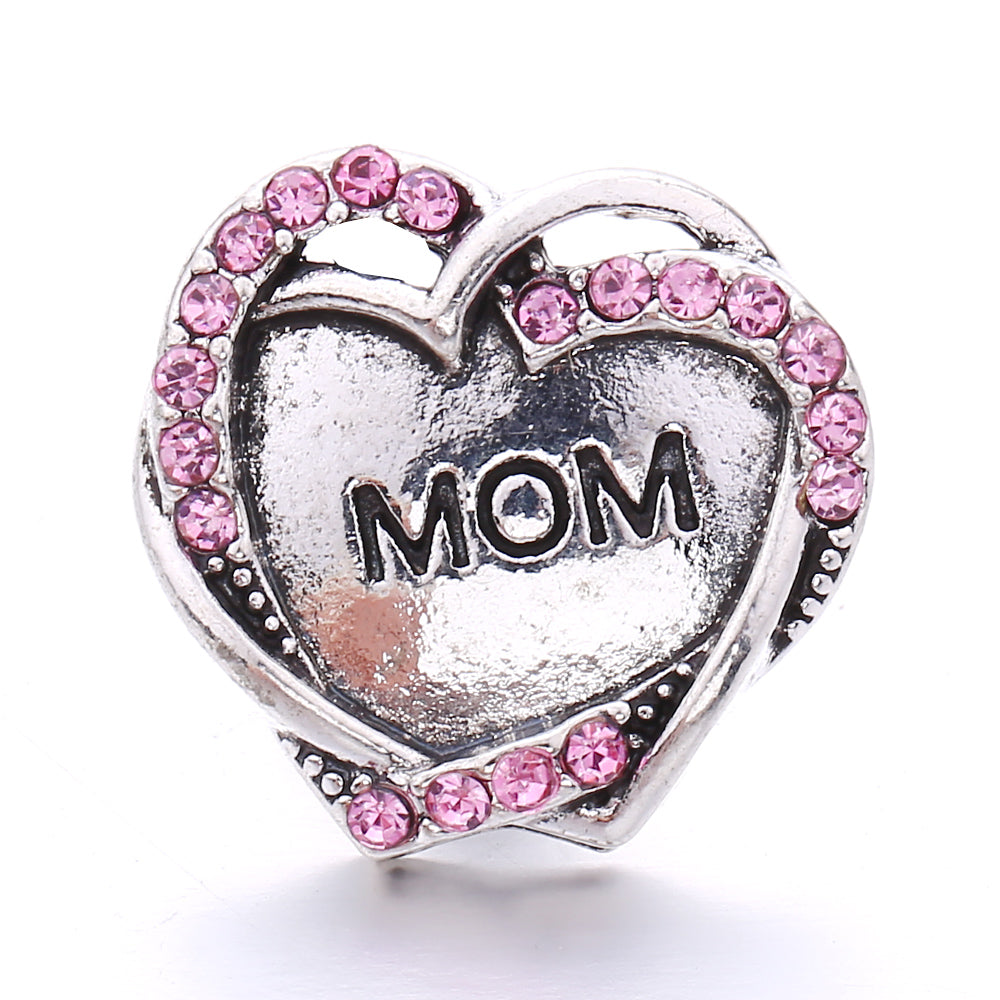 Pink Rhinestone 18mm Snap Charms | Sparkling Interchangeable Jewelry