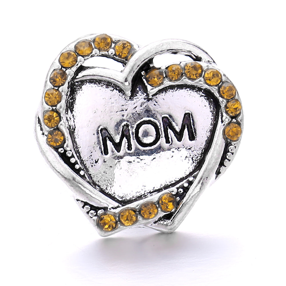 18mm Yellow Crystal Snap Charm | Interchangeable Rhinestone Charm for Bracelet & Necklace