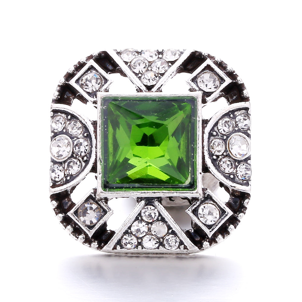 18mm Forest Green Rhinestone Snap  Charm | Interchangeable Jewelry Charm