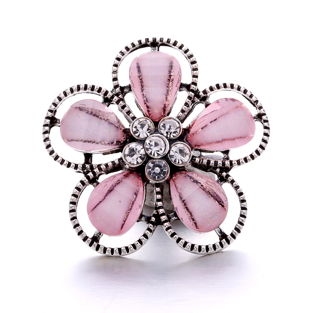 Pink Rhinestone 18mm Snap Charms | Sparkling Interchangeable Jewelry