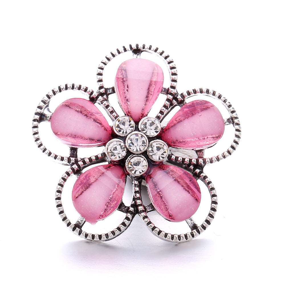 18mm Pink Rhinestone Snap Charm | Interchangeable Crystal Jewelry Charm