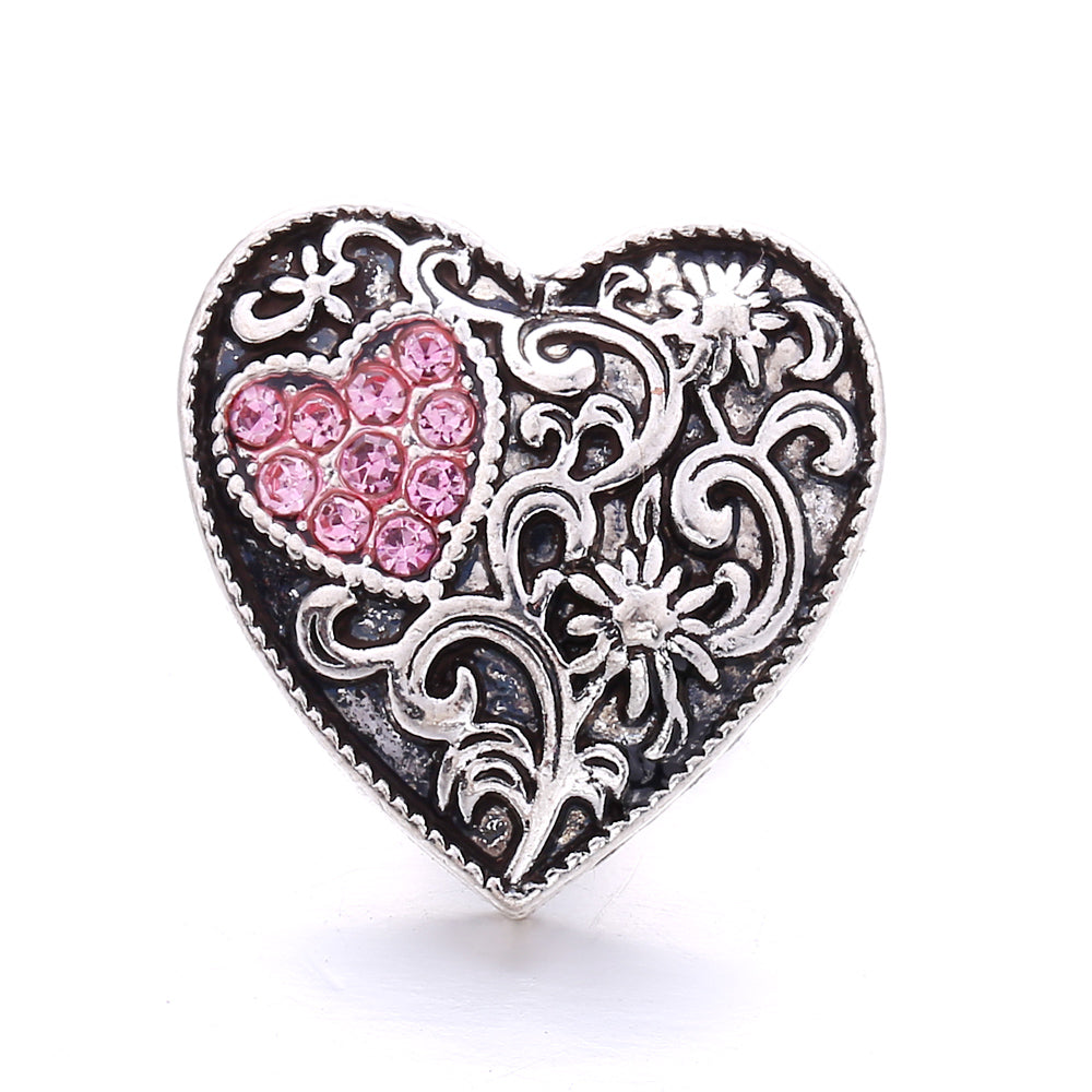 Pink Rhinestone 18mm Snap Charms | Sparkling Interchangeable Jewelry