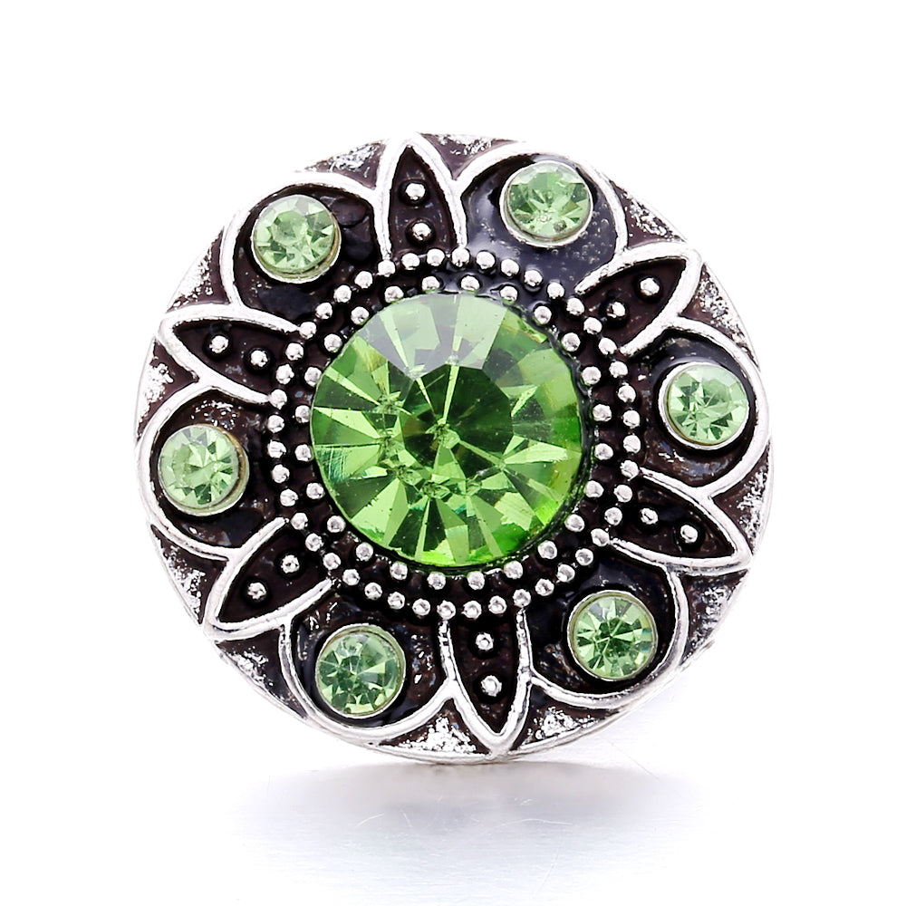 18mm Forest Green Rhinestone Snap  Charm | Interchangeable Jewelry Charm