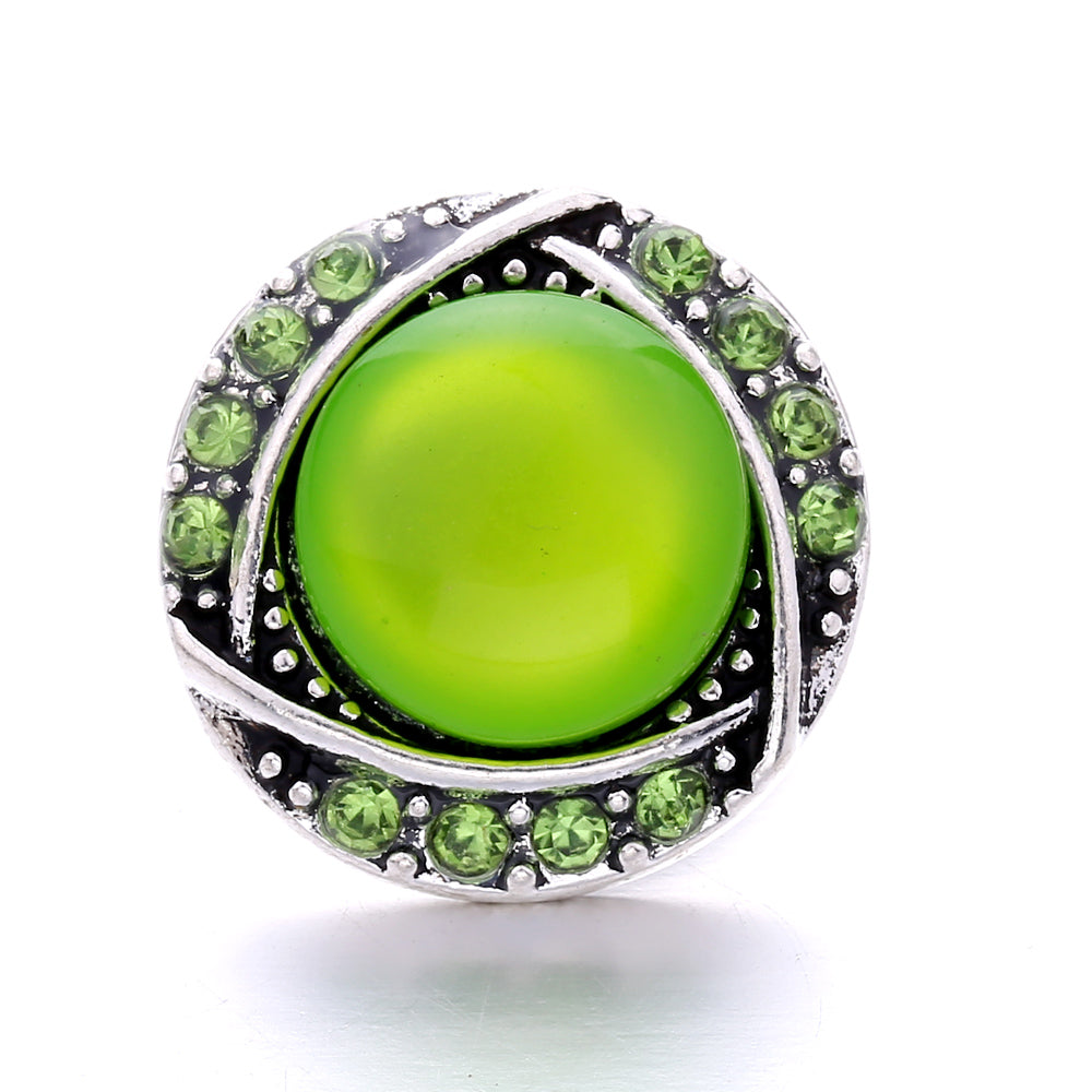 18mm Forest Green Rhinestone Snap  Charm | Interchangeable Jewelry Charm