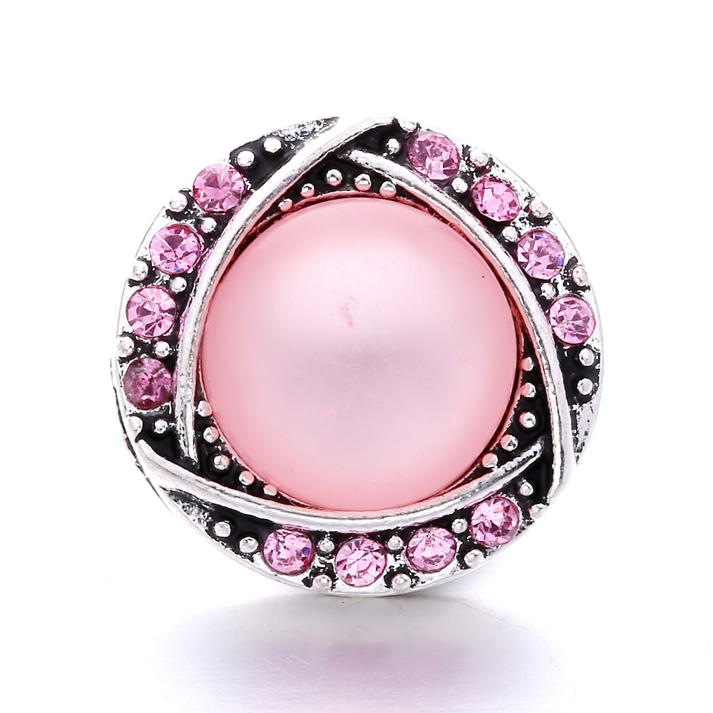 Pink Rhinestone 18mm Snap Charms | Sparkling Interchangeable Jewelry