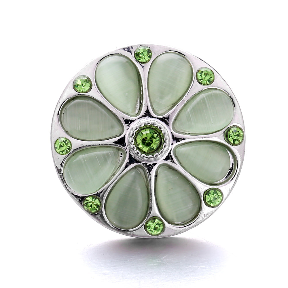18mm Forest Green Rhinestone Snap  Charm | Interchangeable Jewelry Charm