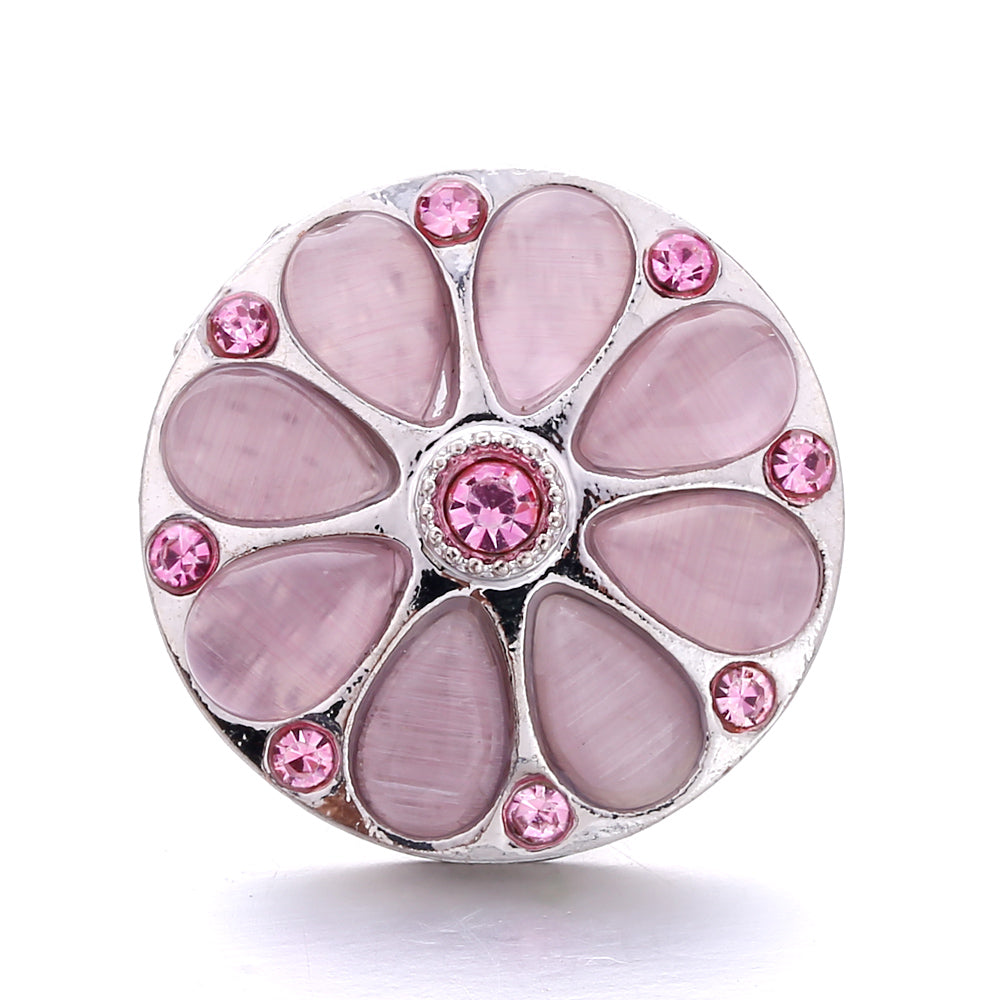 Pink Rhinestone 18mm Snap Charms | Sparkling Interchangeable Jewelry