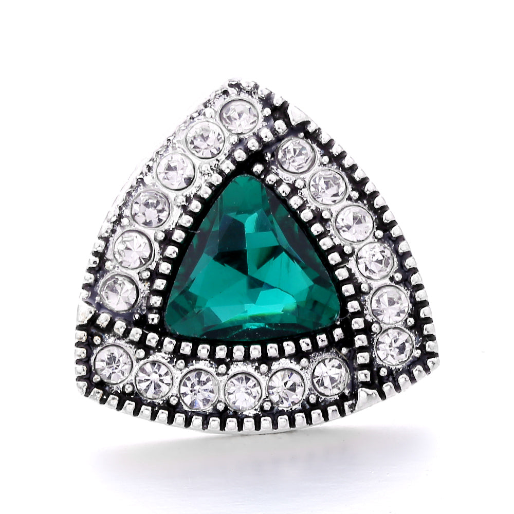 18mm Forest Green Rhinestone Snap  Charm | Interchangeable Jewelry Charm