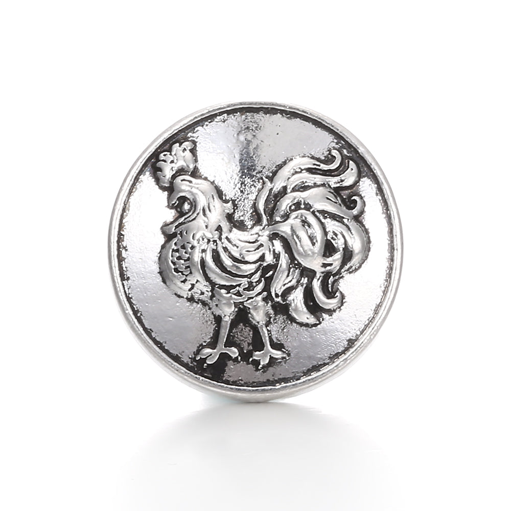 18mm Alloy Engraved Snap Charms Animal Floral and Sentimental Motifs
