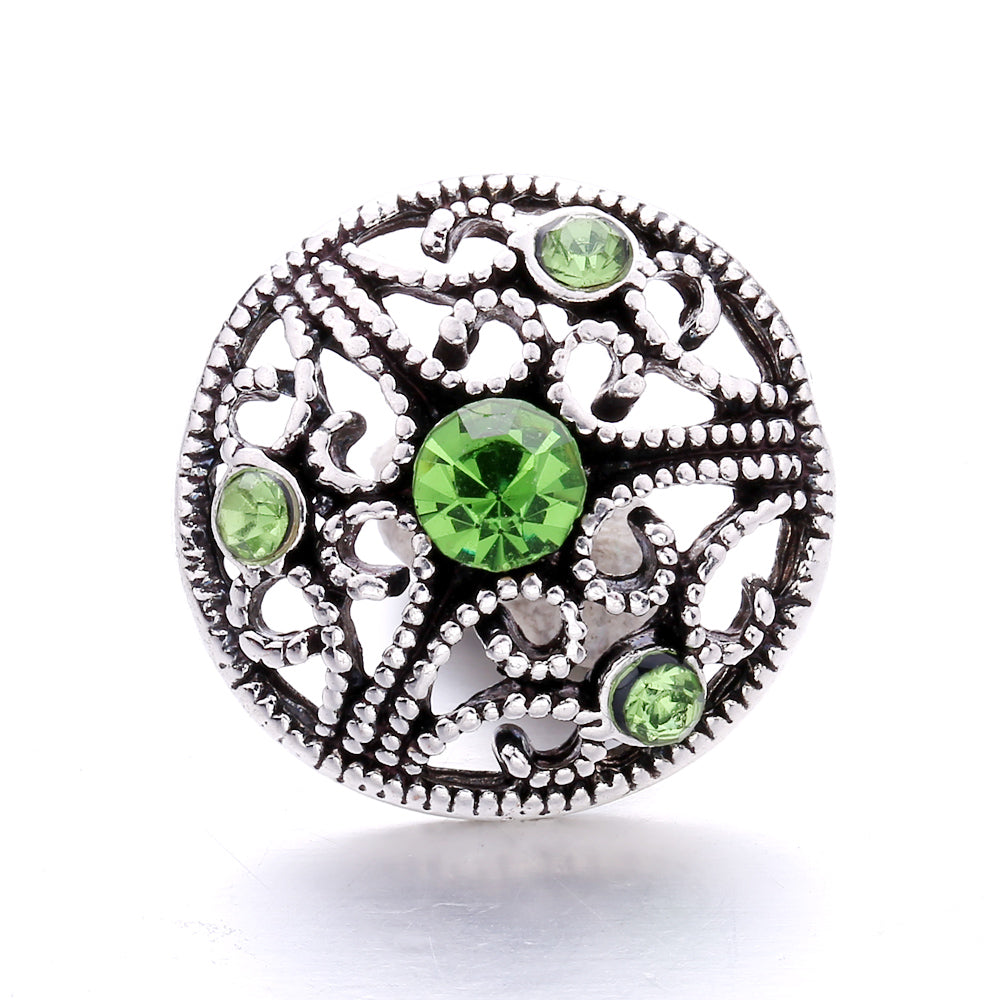 18mm Forest Green Rhinestone Snap  Charm | Interchangeable Jewelry Charm