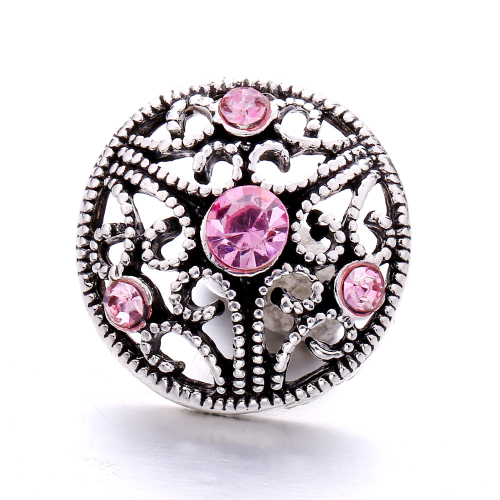 Pink Rhinestone 18mm Snap Charms | Sparkling Interchangeable Jewelry