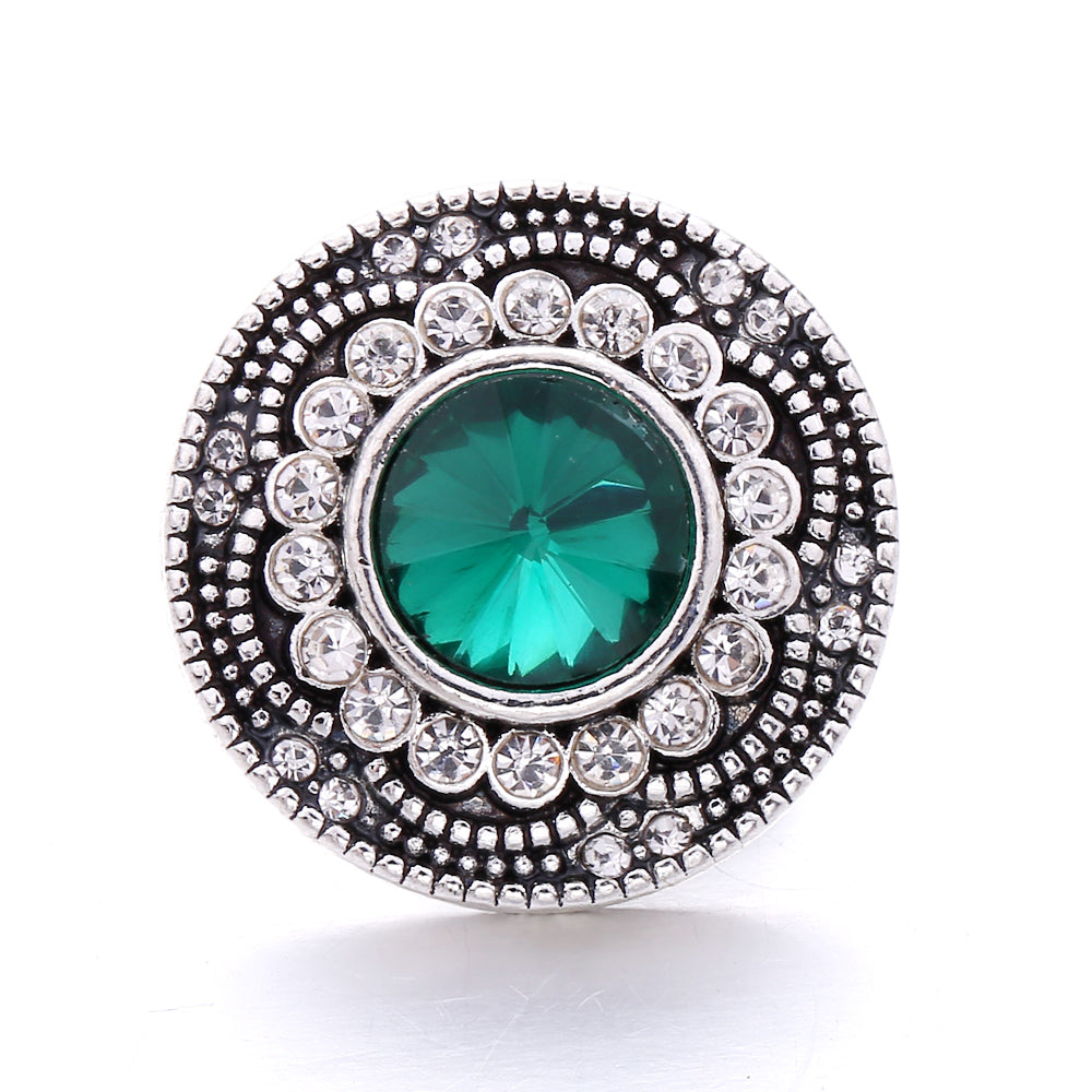 18mm Forest Green Rhinestone Snap  Charm | Interchangeable Jewelry Charm