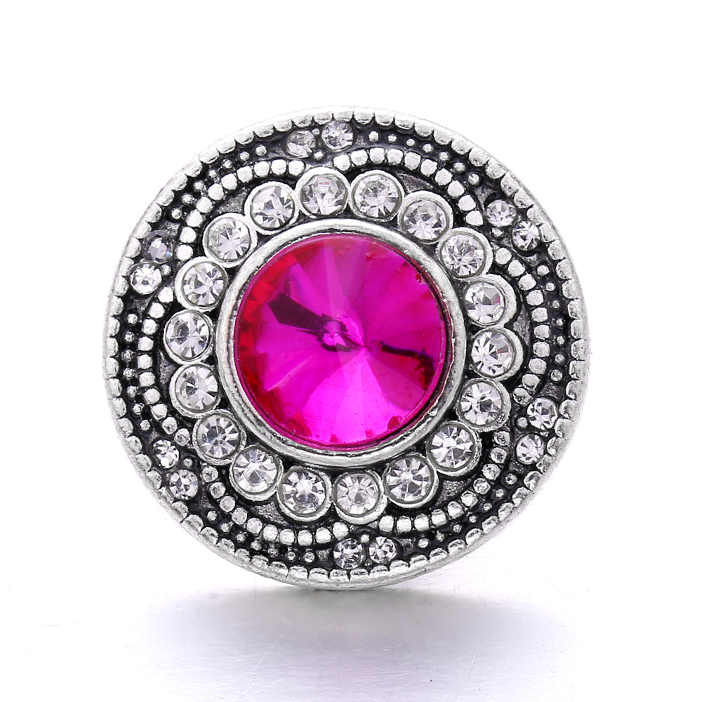 18mm Pink Rhinestone Snap Charm | Interchangeable Crystal Jewelry Charm