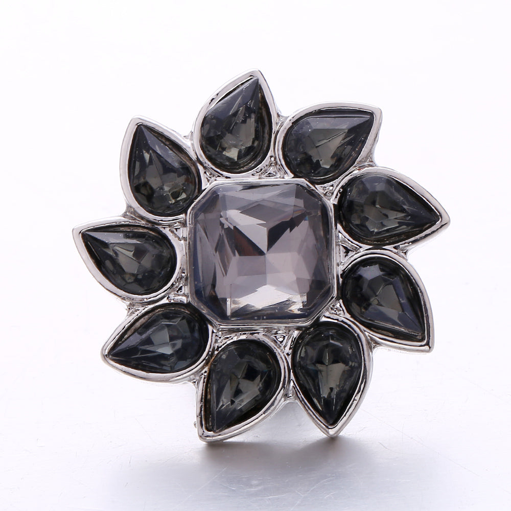 Black Rhinestone Snap Button Charms for DIY Jewelry