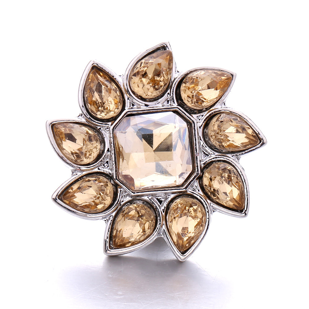 18mm Yellow Crystal Snap Charm | Interchangeable Rhinestone Charm for Bracelet & Necklace