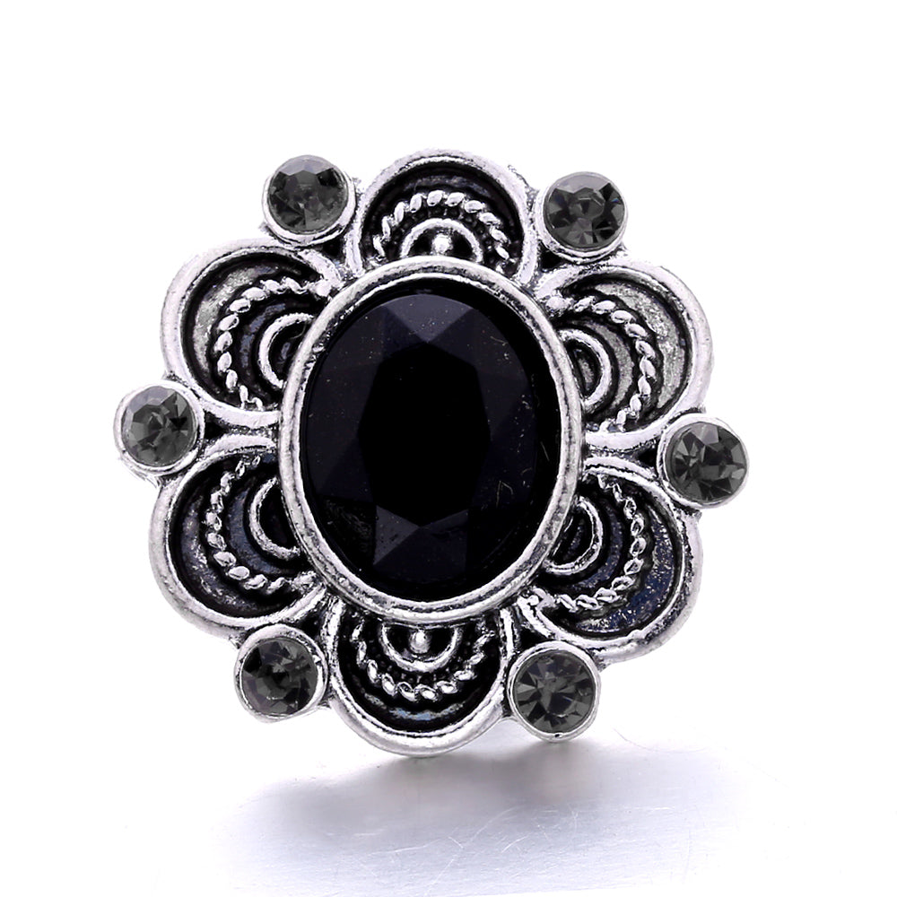 Black Rhinestone Snap Button Charms for DIY Jewelry