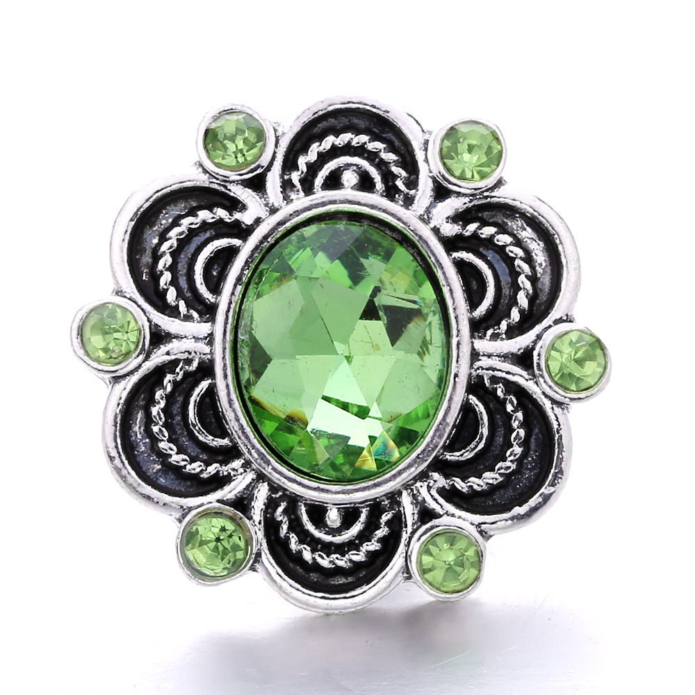 18mm Forest Green Rhinestone Snap  Charm | Interchangeable Jewelry Charm