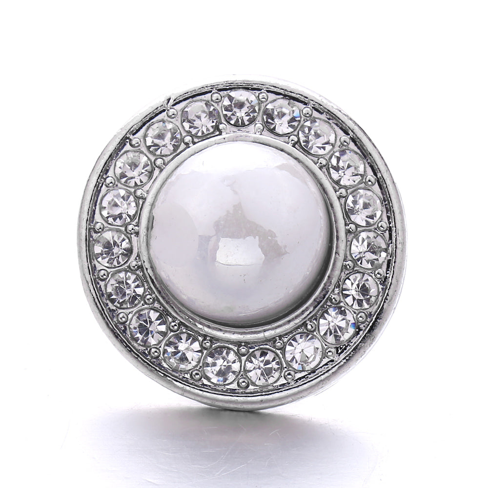 Interchangeable 18mm Pearl Snap Charms with Floral Rhinestone Designs