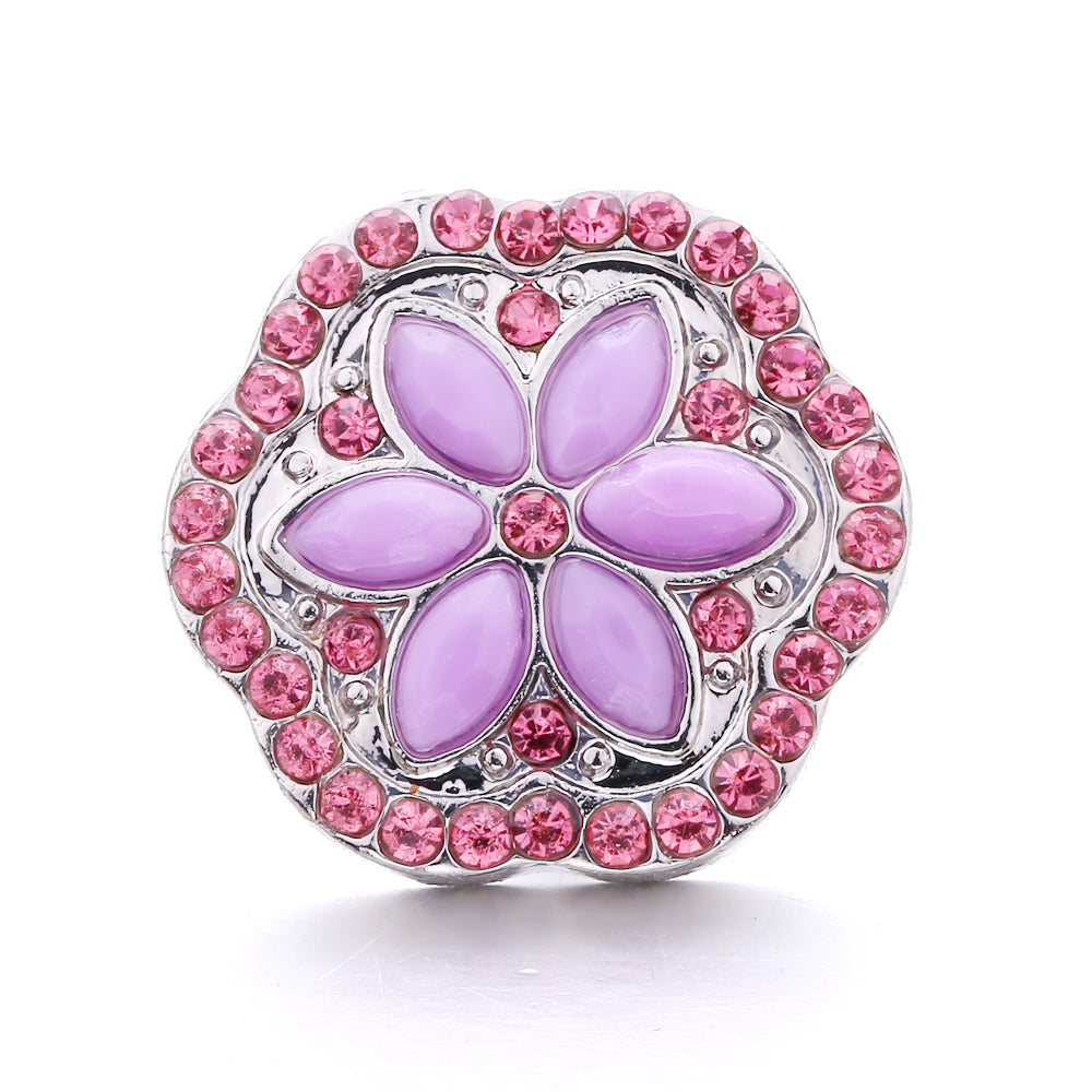 Pink Rhinestone 18mm Snap Charms | Sparkling Interchangeable Jewelry