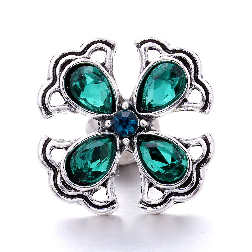18mm Forest Green Rhinestone Snap  Charm | Interchangeable Jewelry Charm