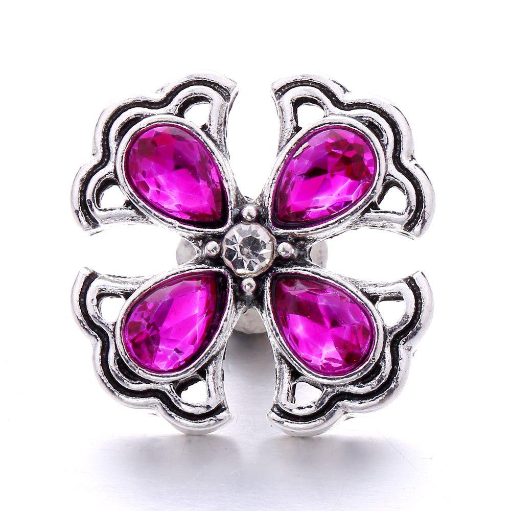 18mm Pink Rhinestone Snap Charm | Interchangeable Crystal Jewelry Charm