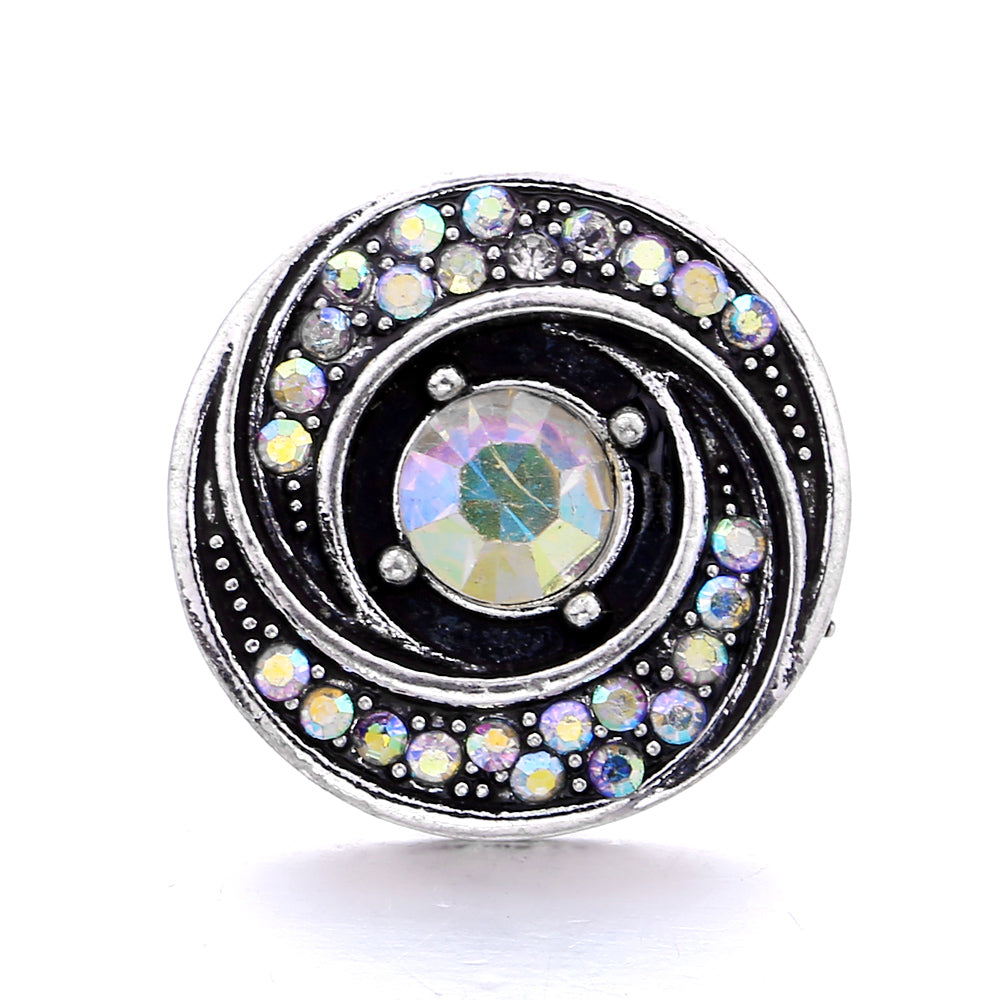Shiny Rhinestone Inlaid 18mm Snap Button Charm Zinc Alloy Charms