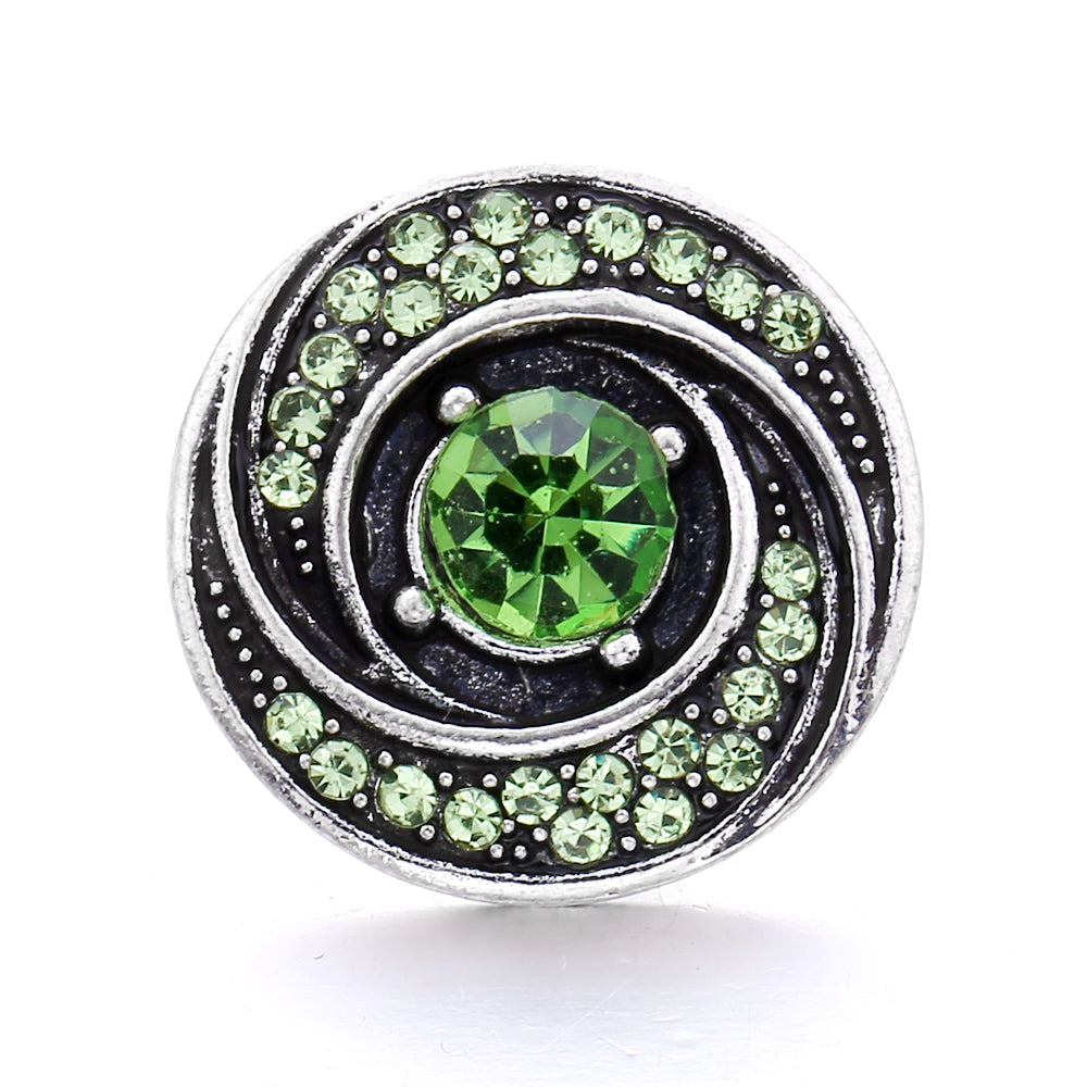 18mm Forest Green Rhinestone Snap  Charm | Interchangeable Jewelry Charm