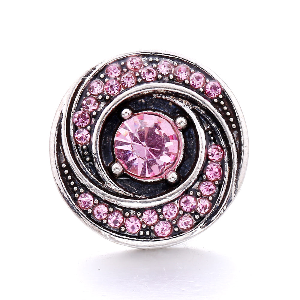 Pink Rhinestone 18mm Snap Charms | Sparkling Interchangeable Jewelry