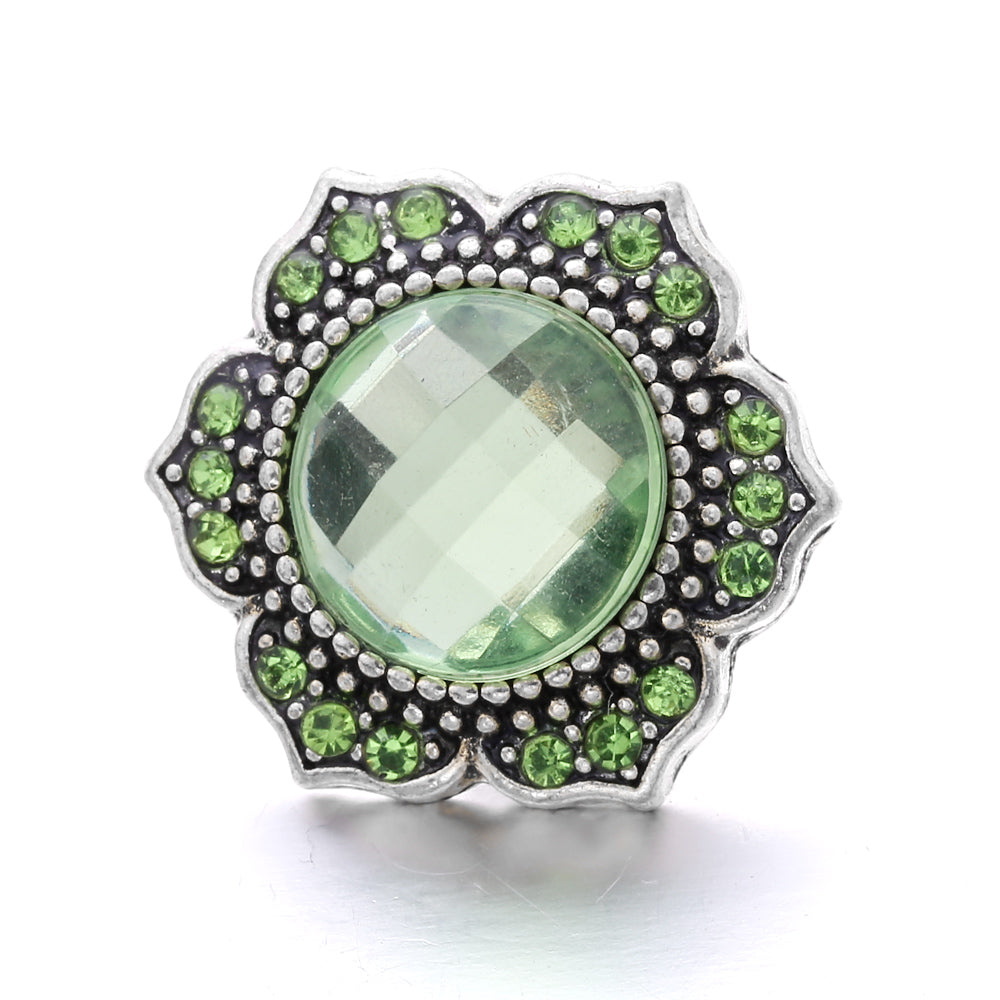 18mm Forest Green Rhinestone Snap  Charm | Interchangeable Jewelry Charm