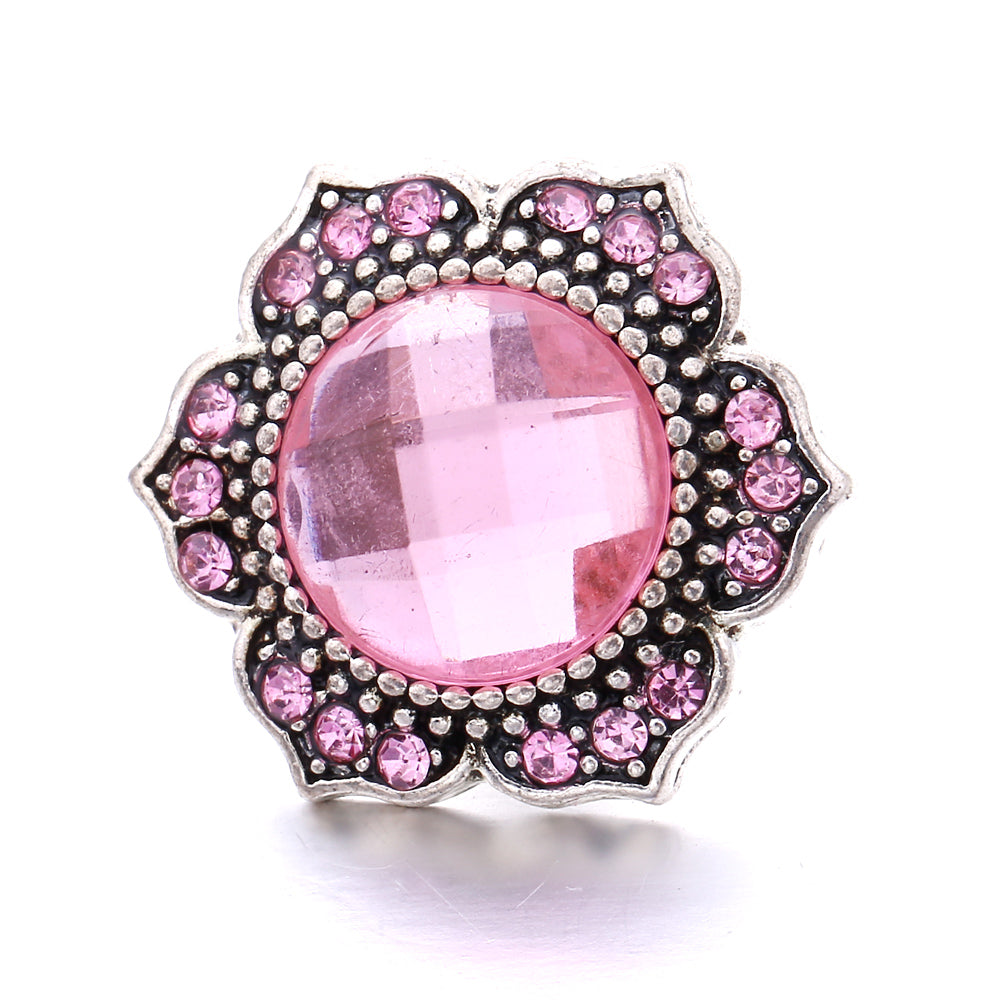 Pink Rhinestone 18mm Snap Charms | Sparkling Interchangeable Jewelry