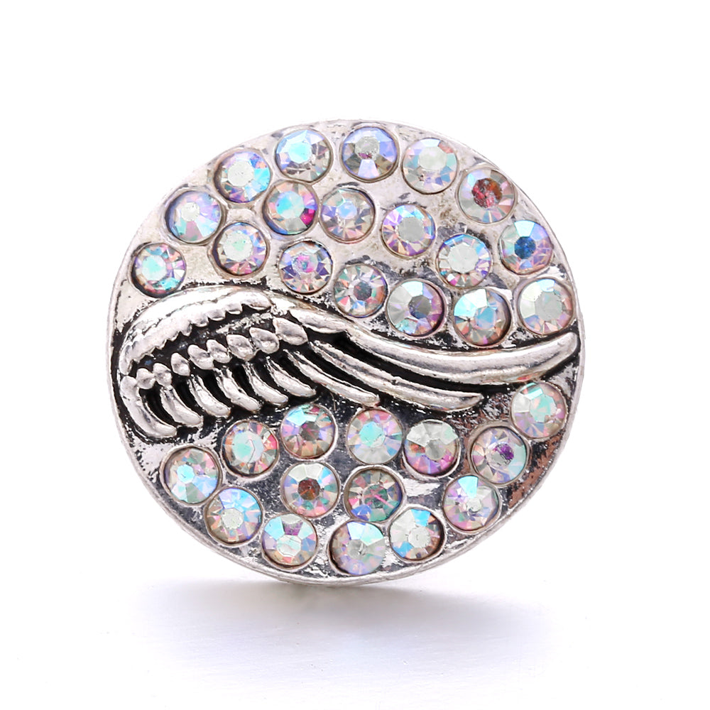 Shiny Rhinestone Inlaid 18mm Snap Button Charm Zinc Alloy Charms