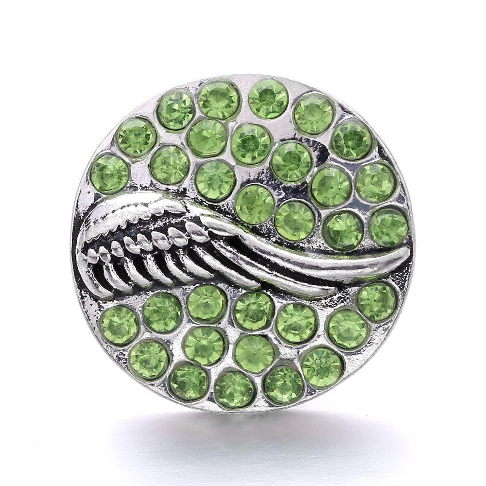 18mm Forest Green Rhinestone Snap  Charm | Interchangeable Jewelry Charm