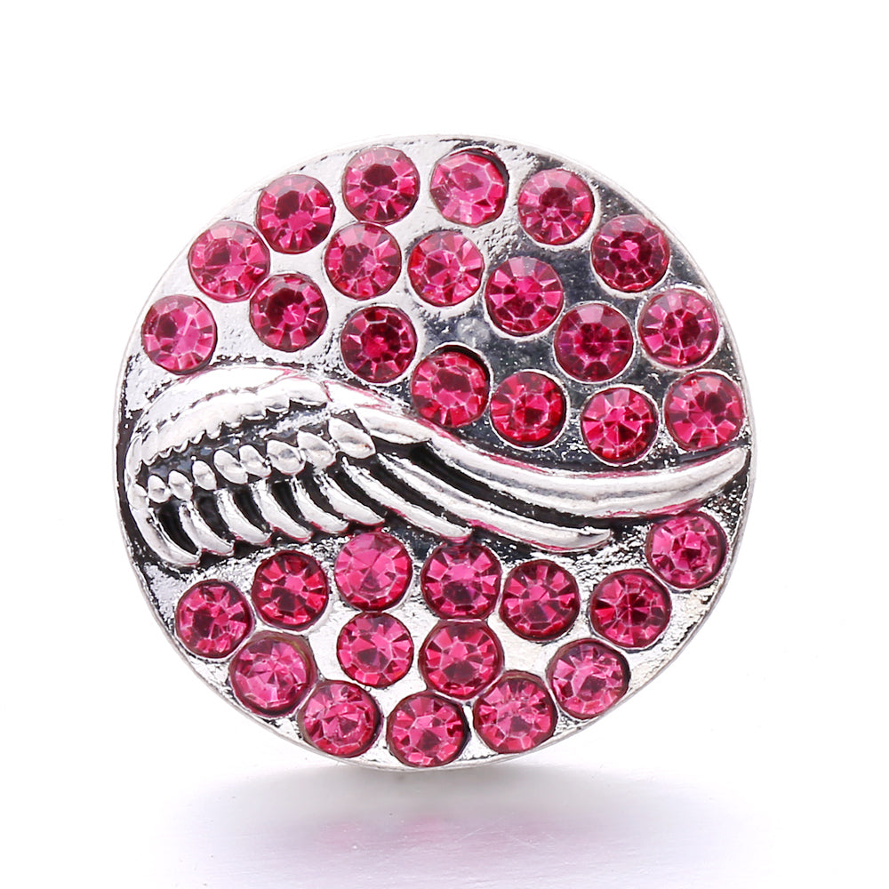 18mm Pink Rhinestone Snap Charm | Interchangeable Crystal Jewelry Charm