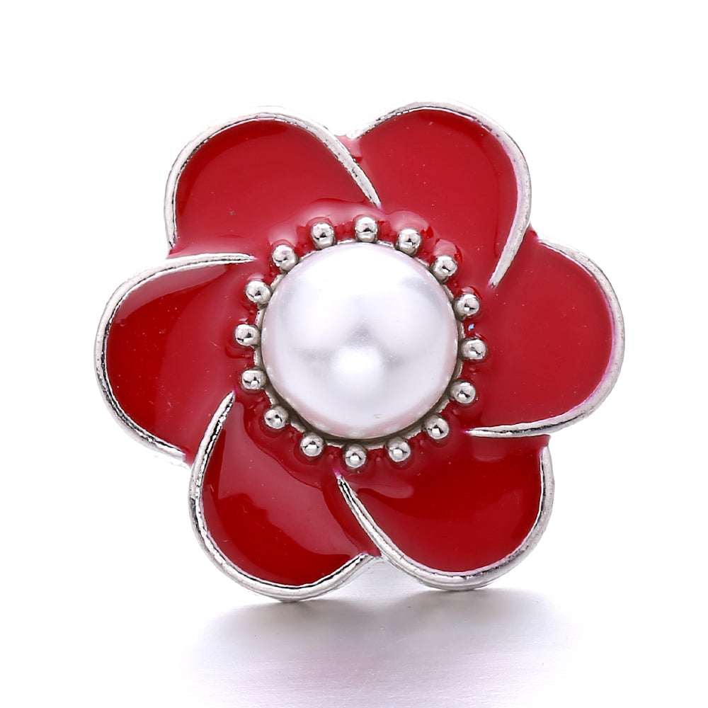 Interchangeable 18mm Pearl Snap Charms with Floral Rhinestone Designs