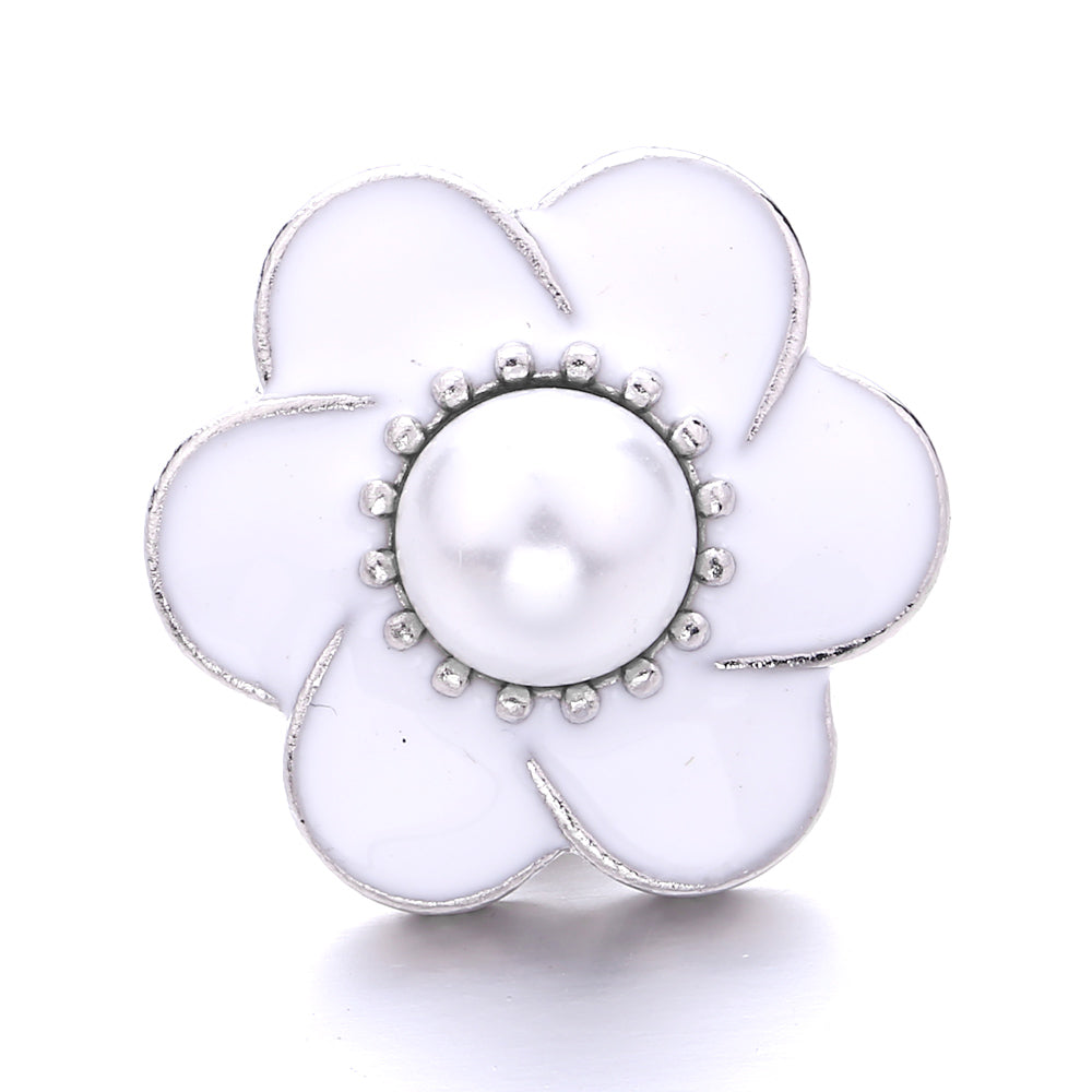 Interchangeable 18mm Pearl Snap Charms with Floral Rhinestone Designs