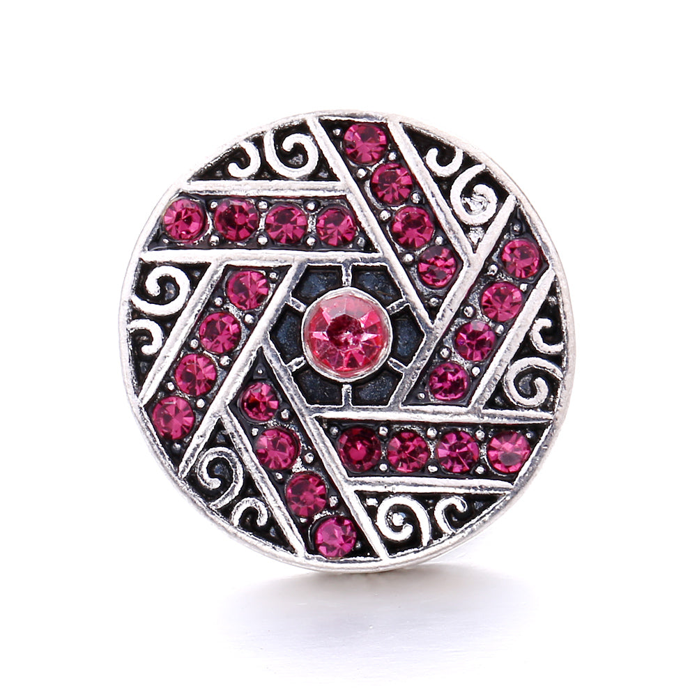 18mm Pink Rhinestone Snap Charm | Interchangeable Crystal Jewelry Charm