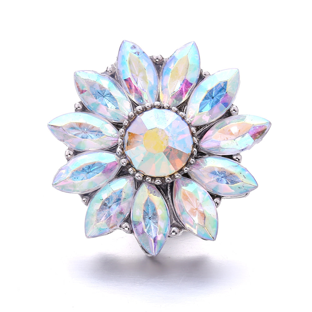 Shiny Rhinestone Inlaid 18mm Snap Button Charm Zinc Alloy Charms