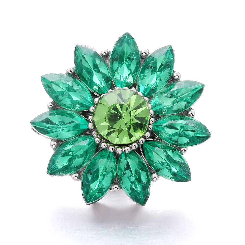 18mm Forest Green Rhinestone Snap  Charm | Interchangeable Jewelry Charm