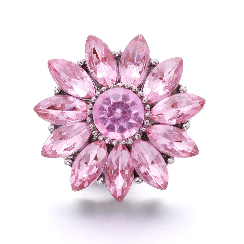 Pink Rhinestone 18mm Snap Charms | Sparkling Interchangeable Jewelry