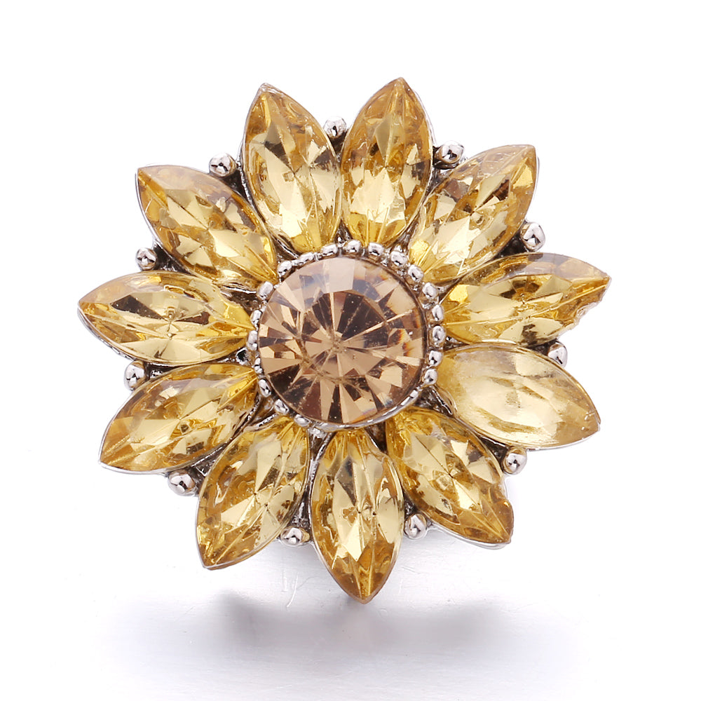 18mm Yellow Crystal Snap Charm | Interchangeable Rhinestone Charm for Bracelet & Necklace