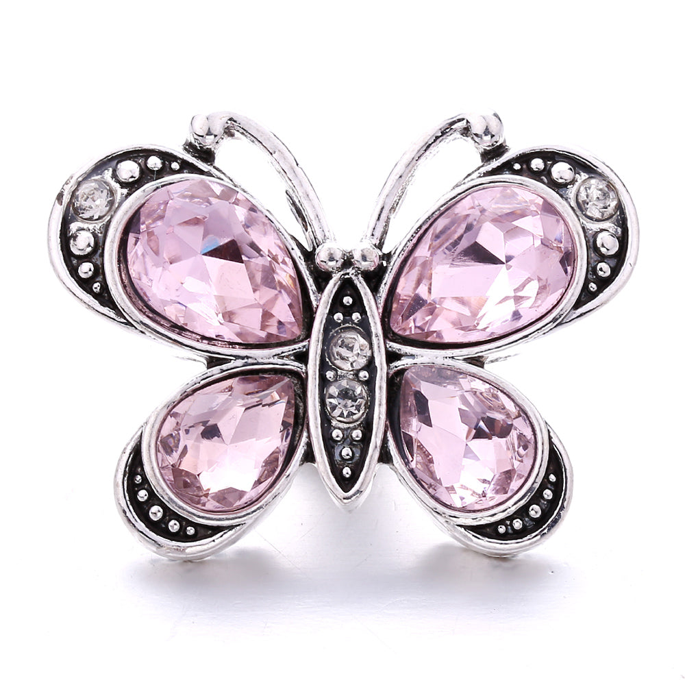 Pink Rhinestone 18mm Snap Charms | Sparkling Interchangeable Jewelry